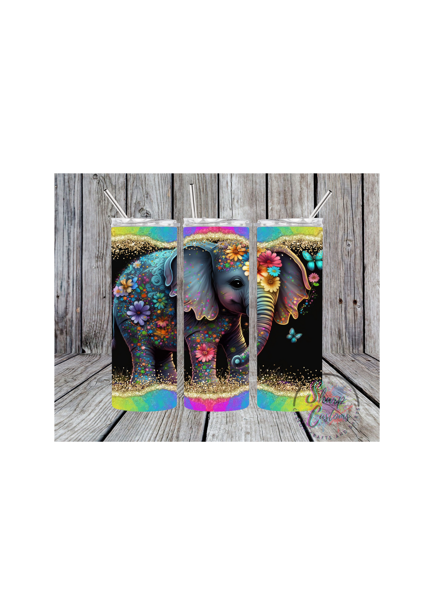 Elephant and Flowers Tumbler 1
