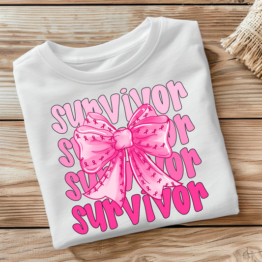 Cancer Survivor T-Shirt – Pink Ribbon, Butterflies & Roses | Breast Cancer Awareness Gift